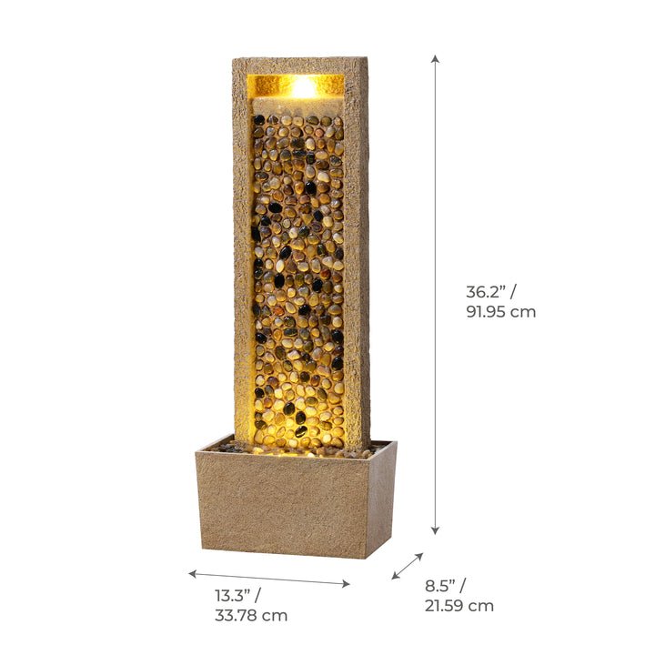 River Rocks Outdoor Water Fountain with Warm Glow Lighting