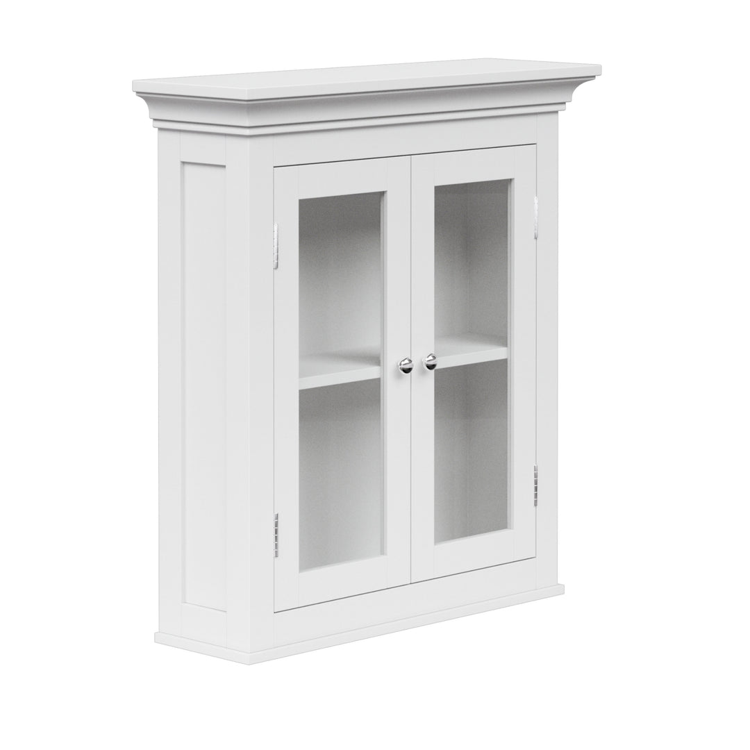 Teamson Home Madison Removable Two-Door Wall Cabinet with Glass Panels, White