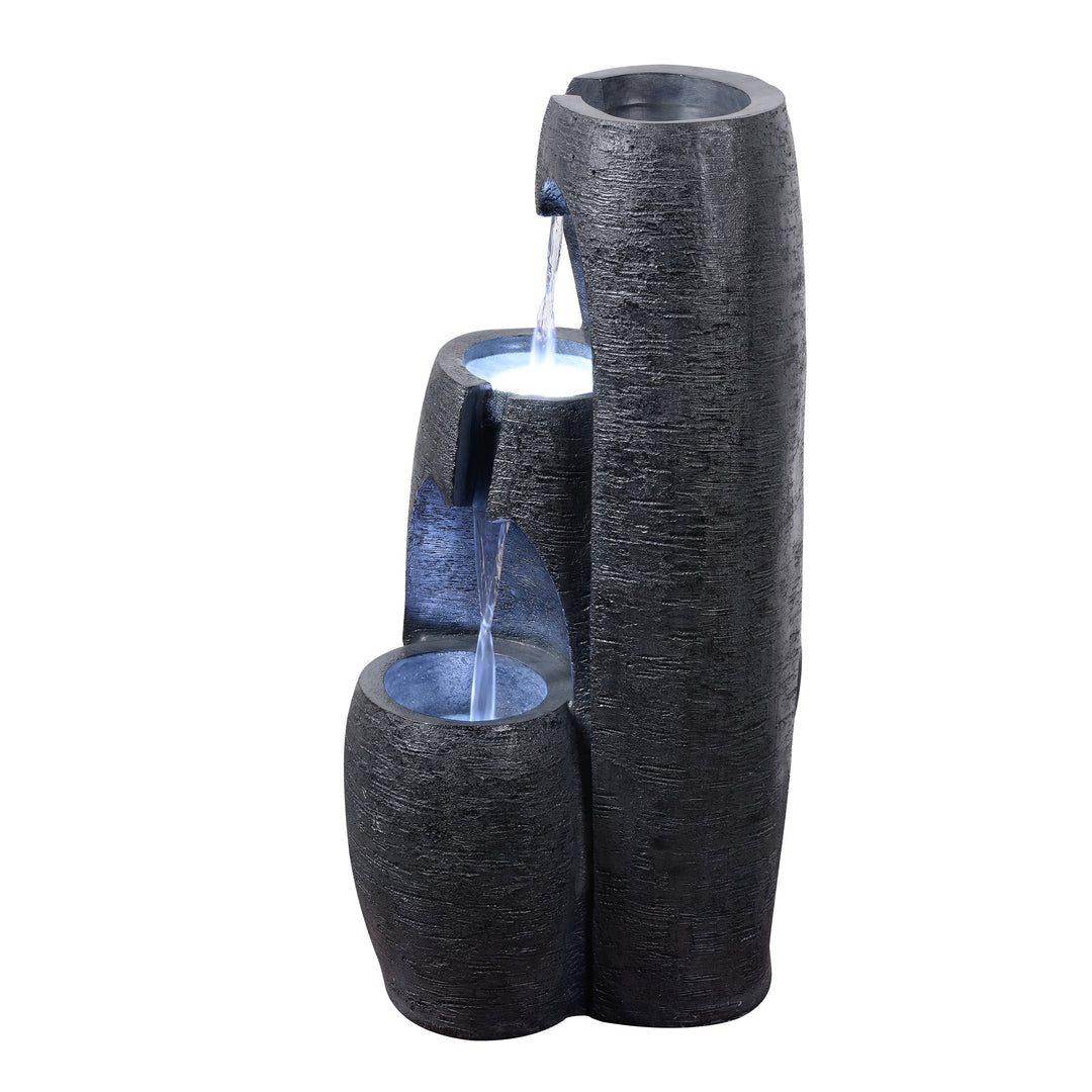 3-Tier Cascading Urn Outdoor Water Fountain with Cool Glow Lighting