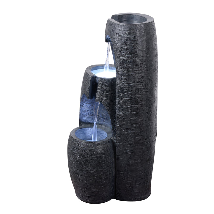 3-Tier Cascading Urn Outdoor Water Fountain with Cool Glow Lighting