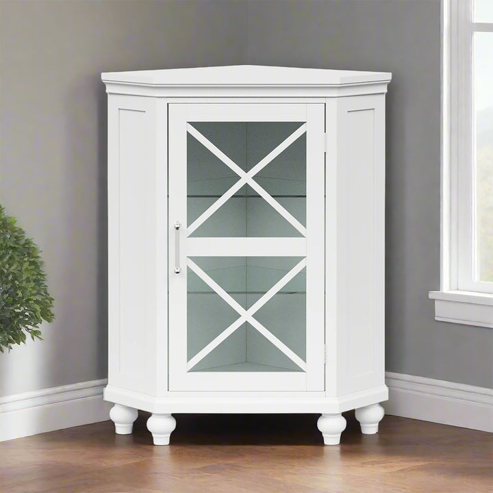 Teamson Home Blue Ridge Freestanding Corner Floor Cabinet, White