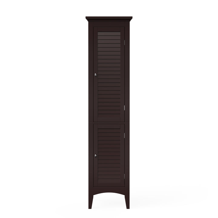 Teamson Home Glancy Wooden Tall Tower Cabinet with Storage, Dark Brown- FINAL SALE