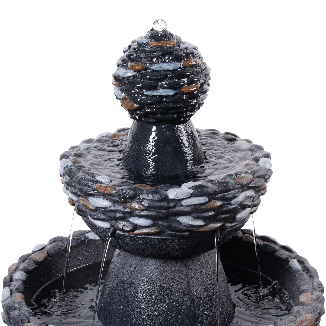 Teamson Home 3-Tier Zen-Style Outdoor Water Fountain with Realistic Stone Finish