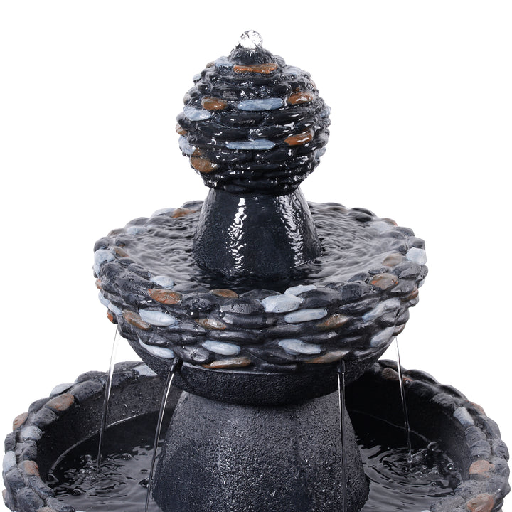 Teamson Home 3-Tier Zen-Style Outdoor Water Fountain with Realistic Stone Finish