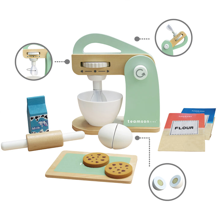 Teamson Kids Little Chef Frankfurt Mixer Play Kitchen Accessories, Green