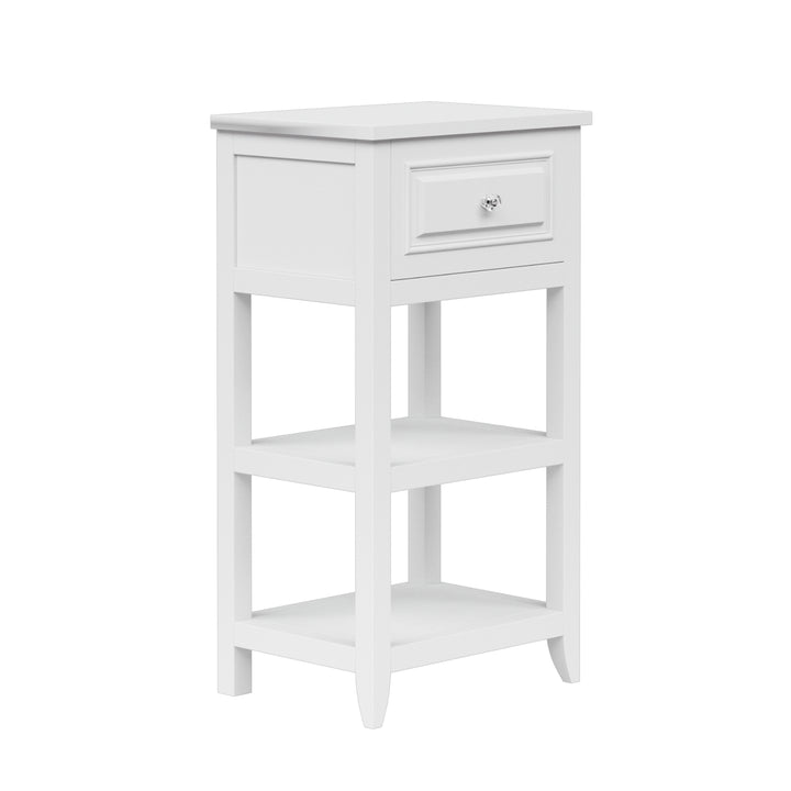 Teamson Home Dawson Side Table with Drawer and Open Shelves, White- FINAL SALE