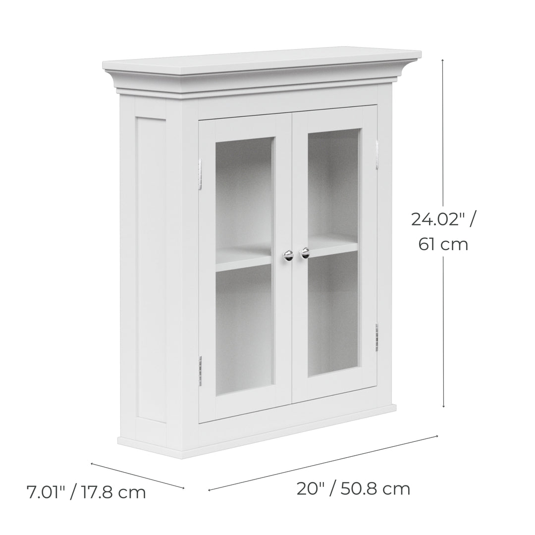 Teamson Home Madison Removable Two-Door Wall Cabinet with Glass Panels, White
