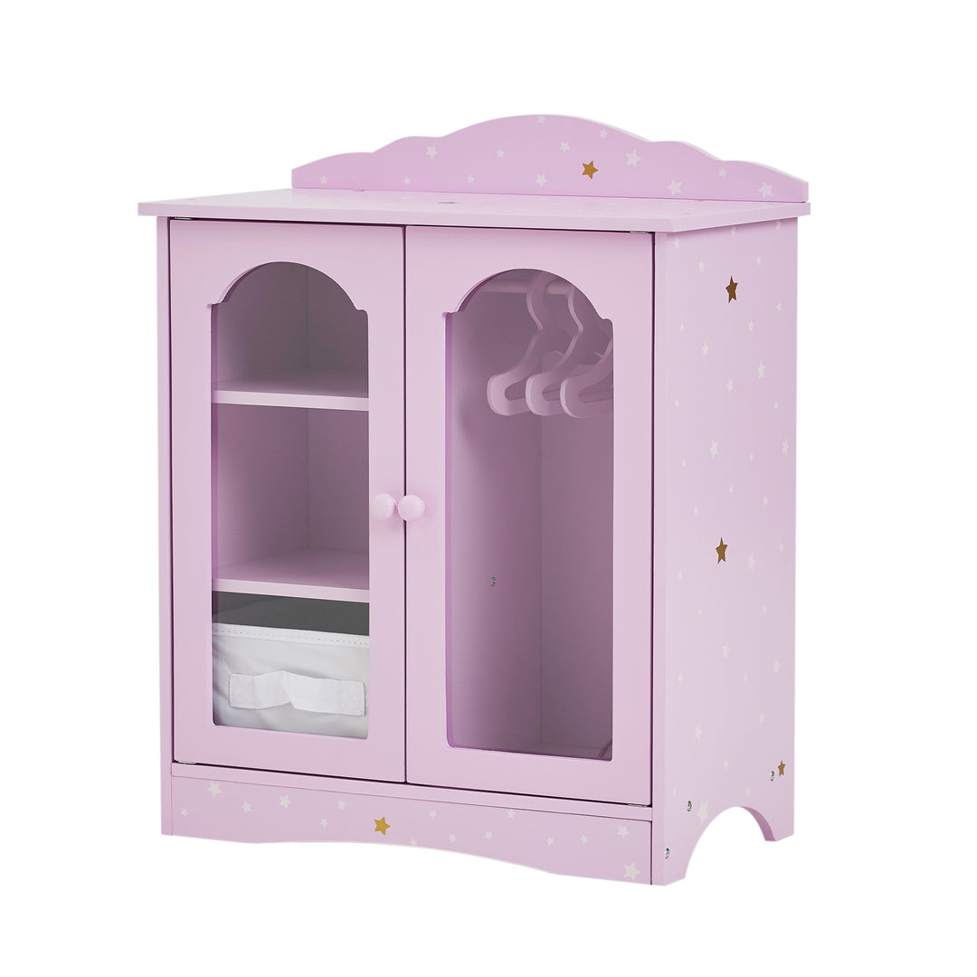 Olivia's Little World Twinkle Stars Princess Fancy Closet with Hangers for 18" Dolls, Pink