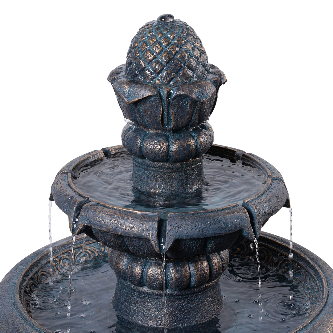 2-Tier Birdbath Water Fountain Outdoor Garden with Shallow Basin