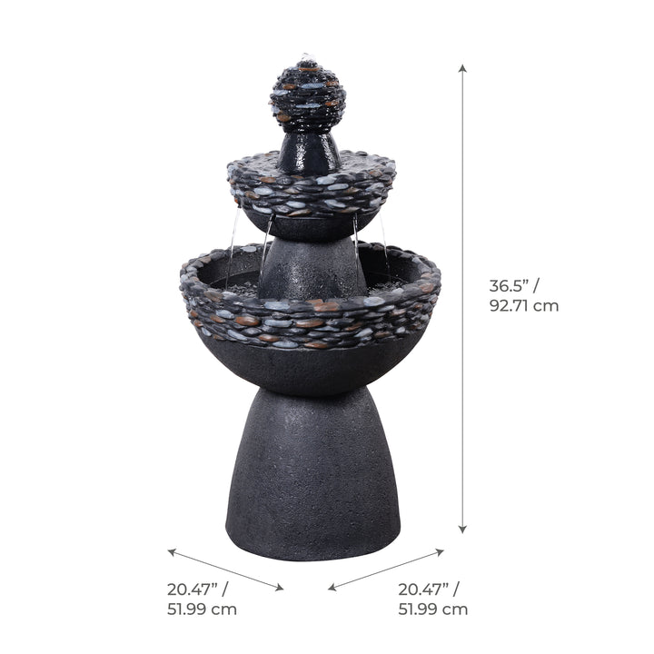 Teamson Home 3-Tier Zen-Style Outdoor Water Fountain with Realistic Stone Finish
