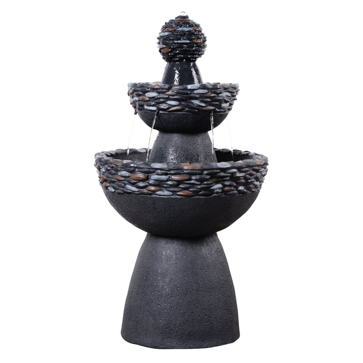 Teamson Home 3-Tier Zen-Style Outdoor Water Fountain with Realistic Stone Finish