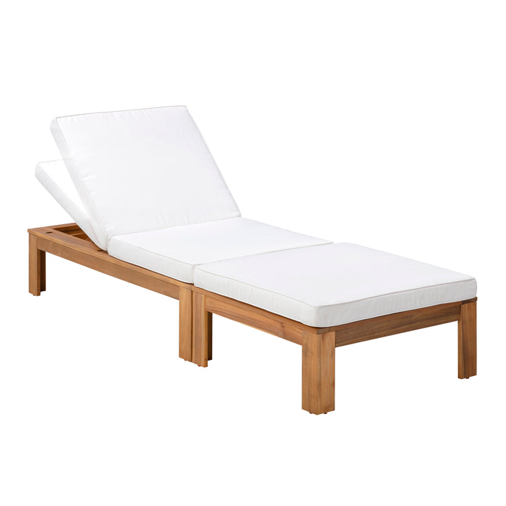 2-Piece Outdoor Modular Sectional Set with Cushions, Natural Finish