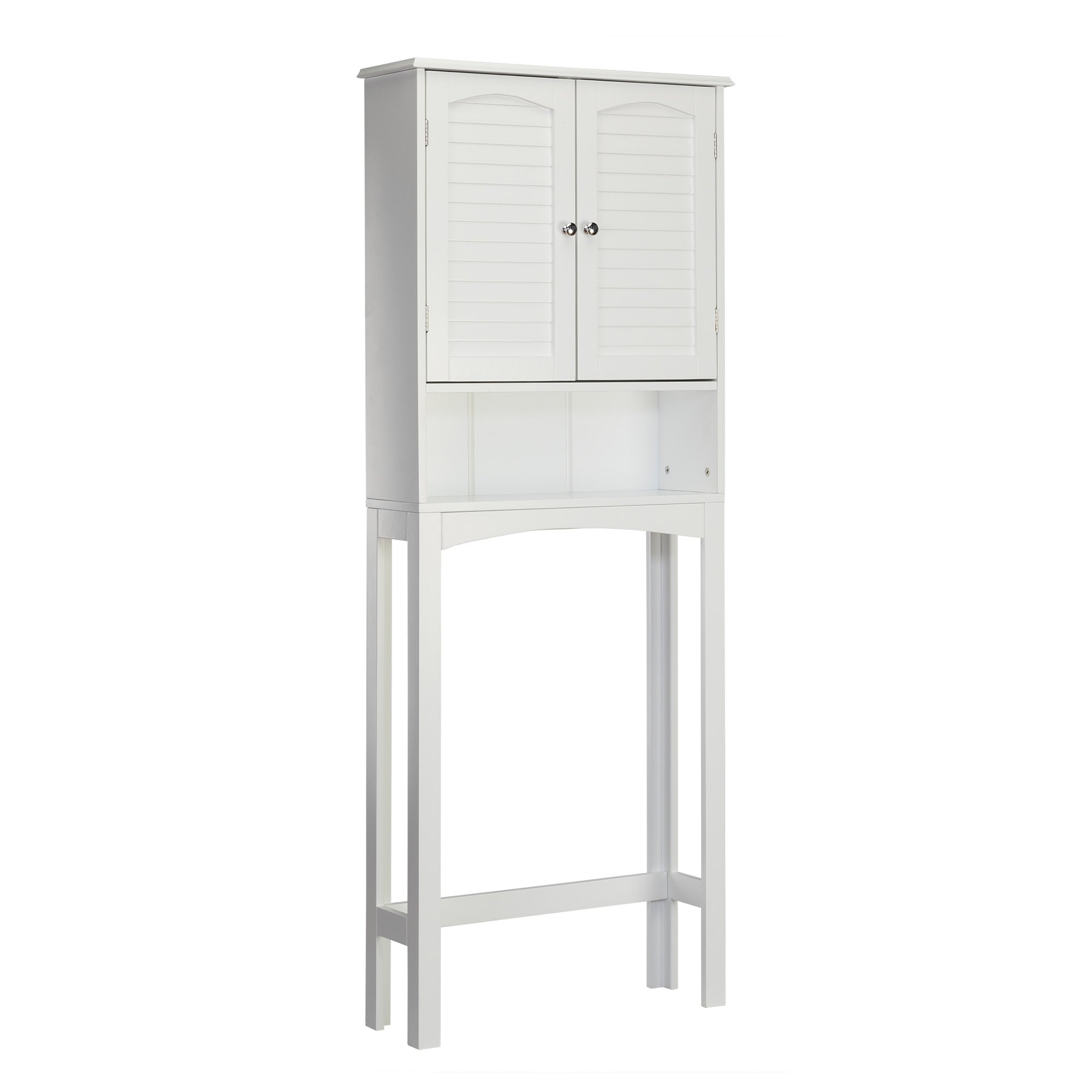 Teamson Home Louis Over-the-Toilet Storage Cabinet with Two Shutter Style Doors and Open Shelf, White