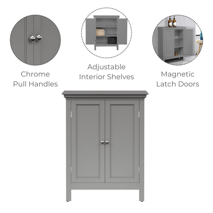 Teamson Home Stratford Freestanding Two-Door Floor Cabinet, Gray