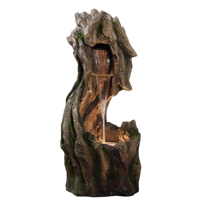 Forest-Inspired Cascade Water Fountain Outdoor Garden with LED Light