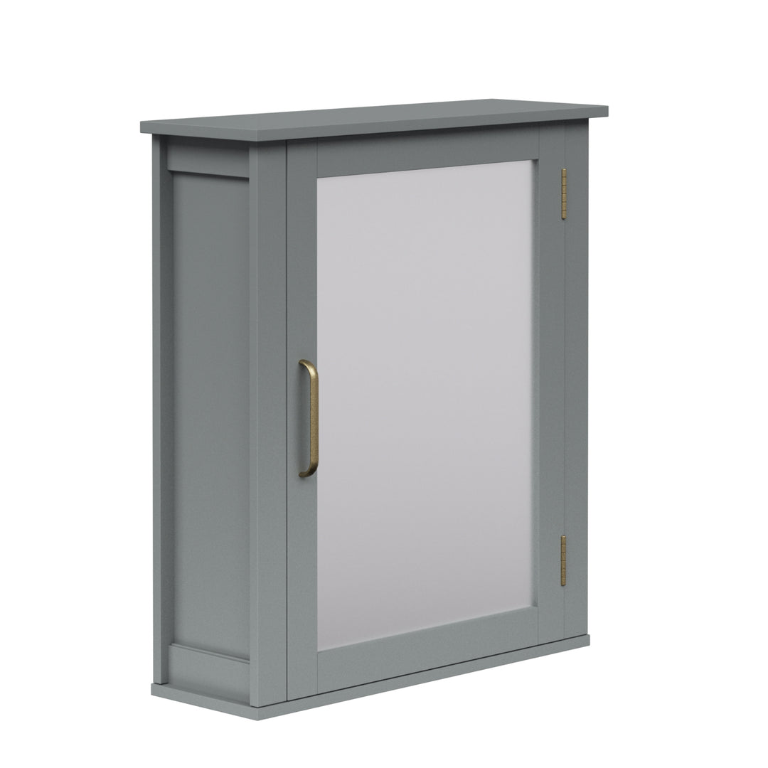Teamson Home Mercer Removable Medicine Cabinet with Mirrored Door, Gray