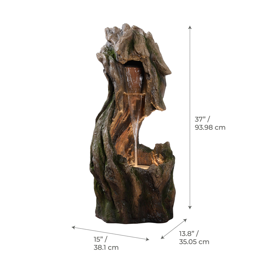 Forest-Inspired Cascade Water Fountain Outdoor Garden with LED Light
