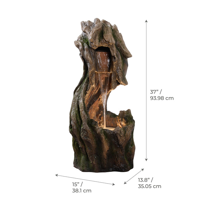 Forest-Inspired Cascade Water Fountain Outdoor Garden with LED Light