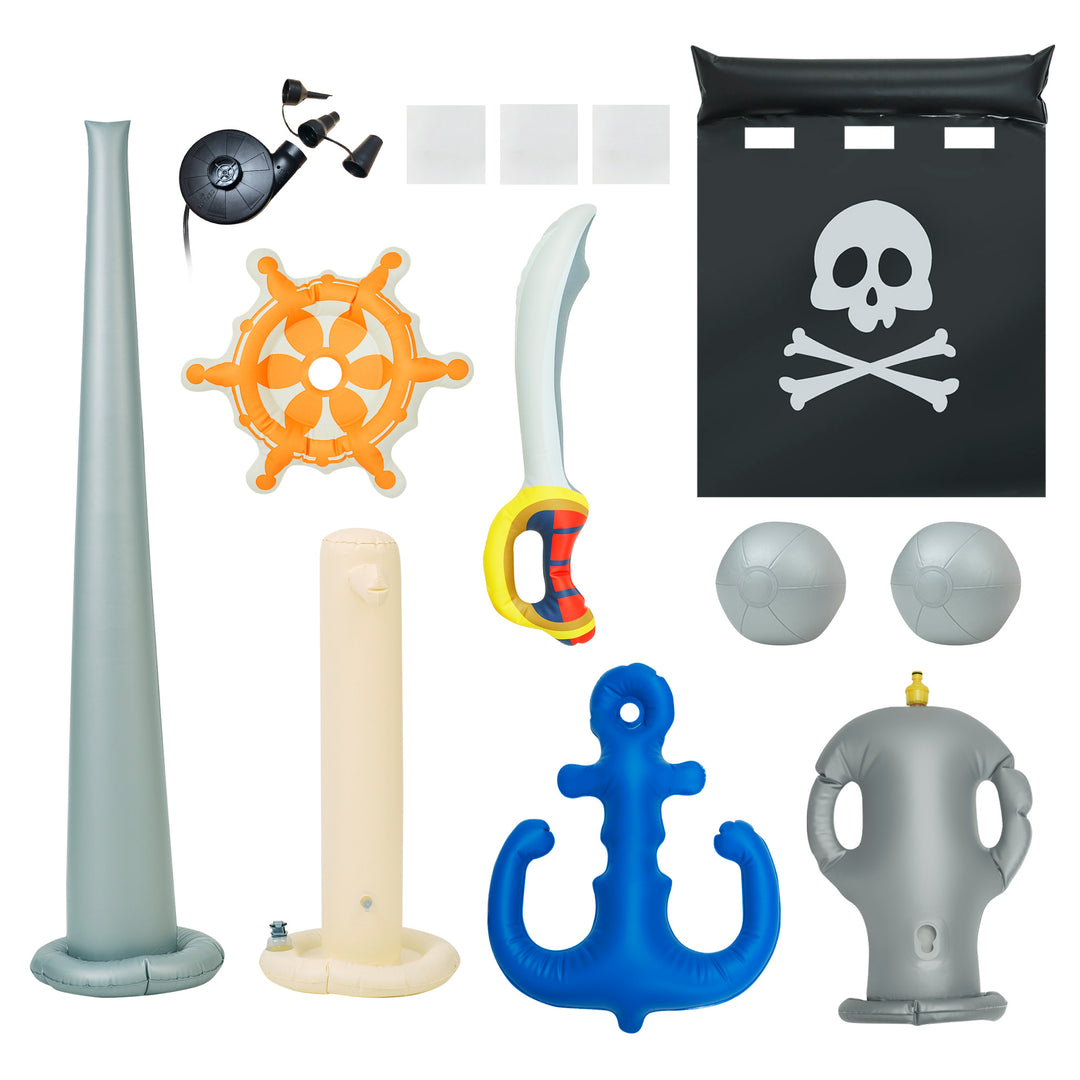Assorted Teamson Kids - Water Fun Pirate boat Inflatable Sprinkler Play pool toys and accessories.
