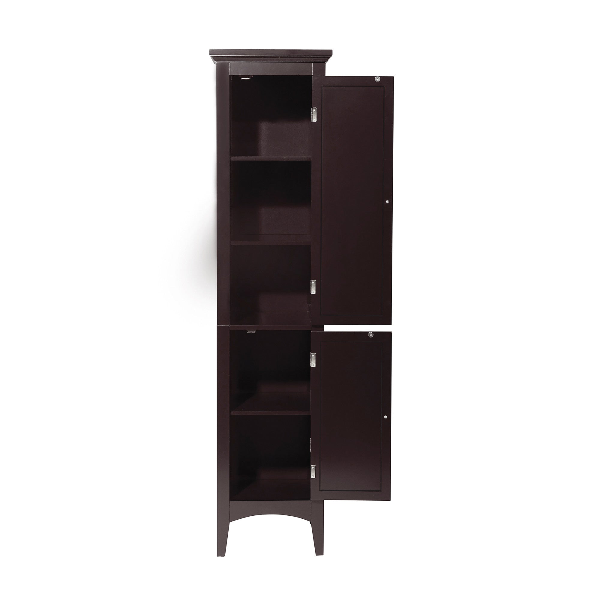 Teamson Home Glancy Wooden Tall Tower Cabinet with Storage, Dark Brown