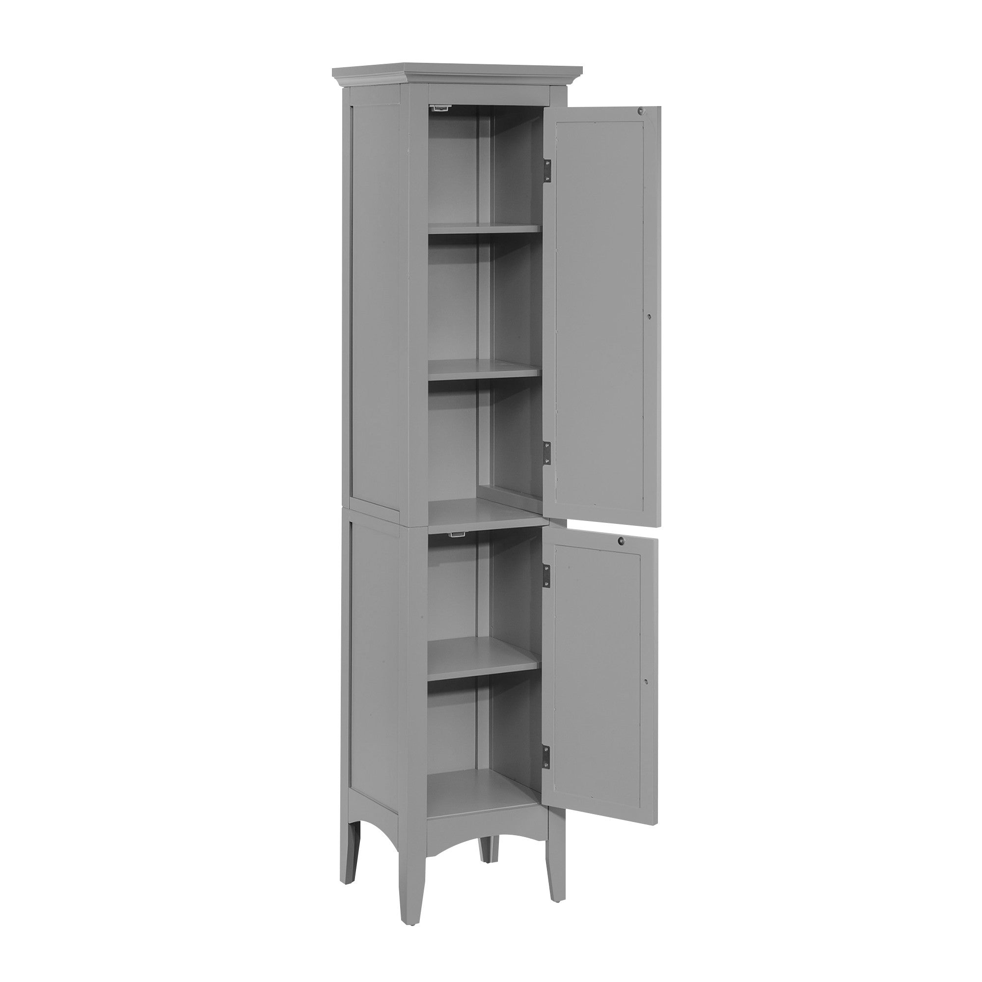 Teamson Home Glancy Wooden Linen Tower Cabinet with Storage, Gray