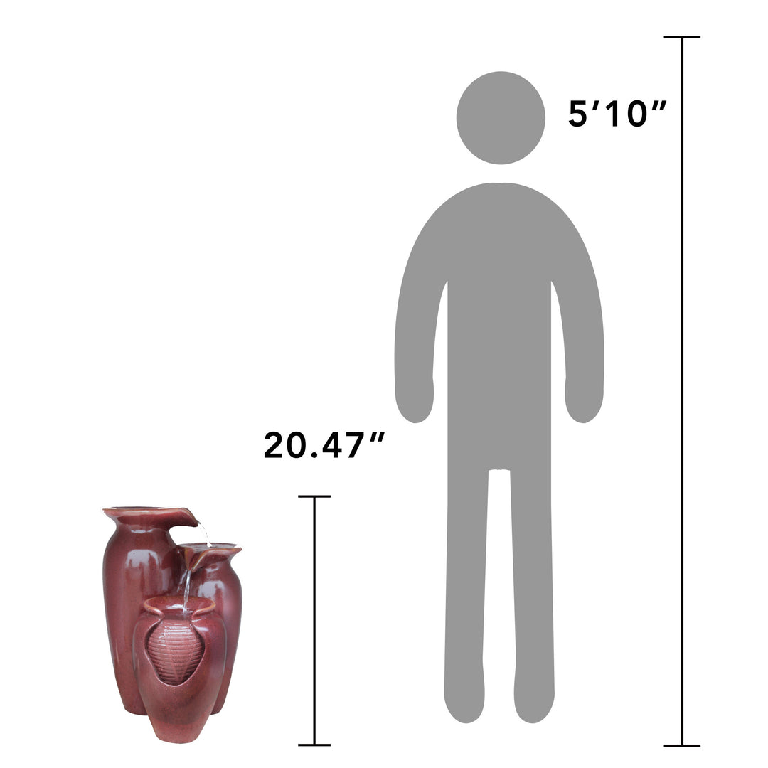 Comparison of the water fountain's height to an average man's size