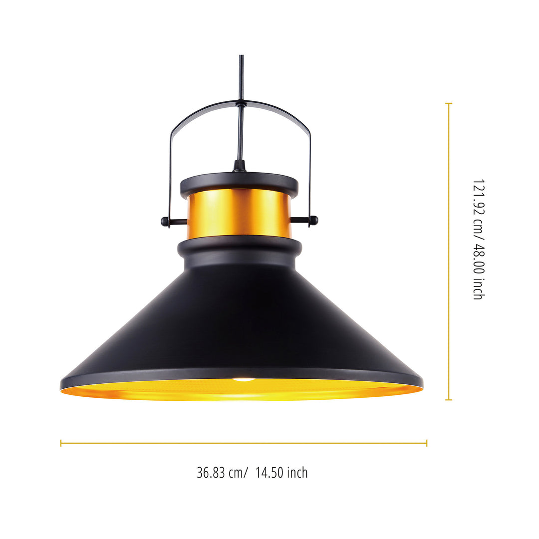 Teamson Home Modisteria Pendant Lamp with dimensions in centimeters and inches
