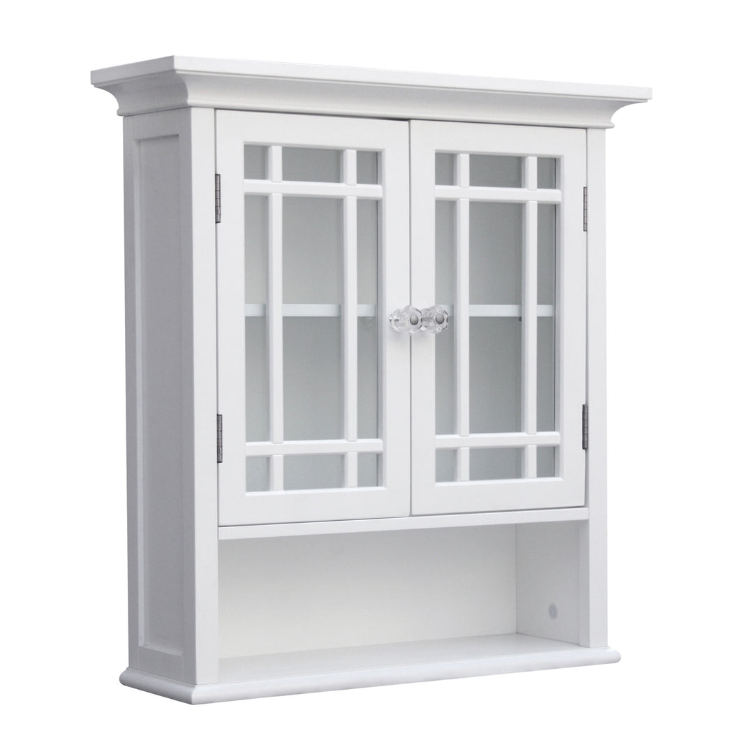 Teamson Home White Neal Removable Wall Cabinet with two Glass Doors
