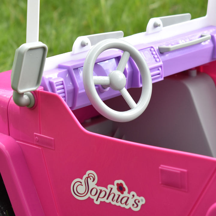 A Sophia’s 4 x 4 Hot Pink Beach Cruiser Truck with a steering wheel sized for 18" dolls.