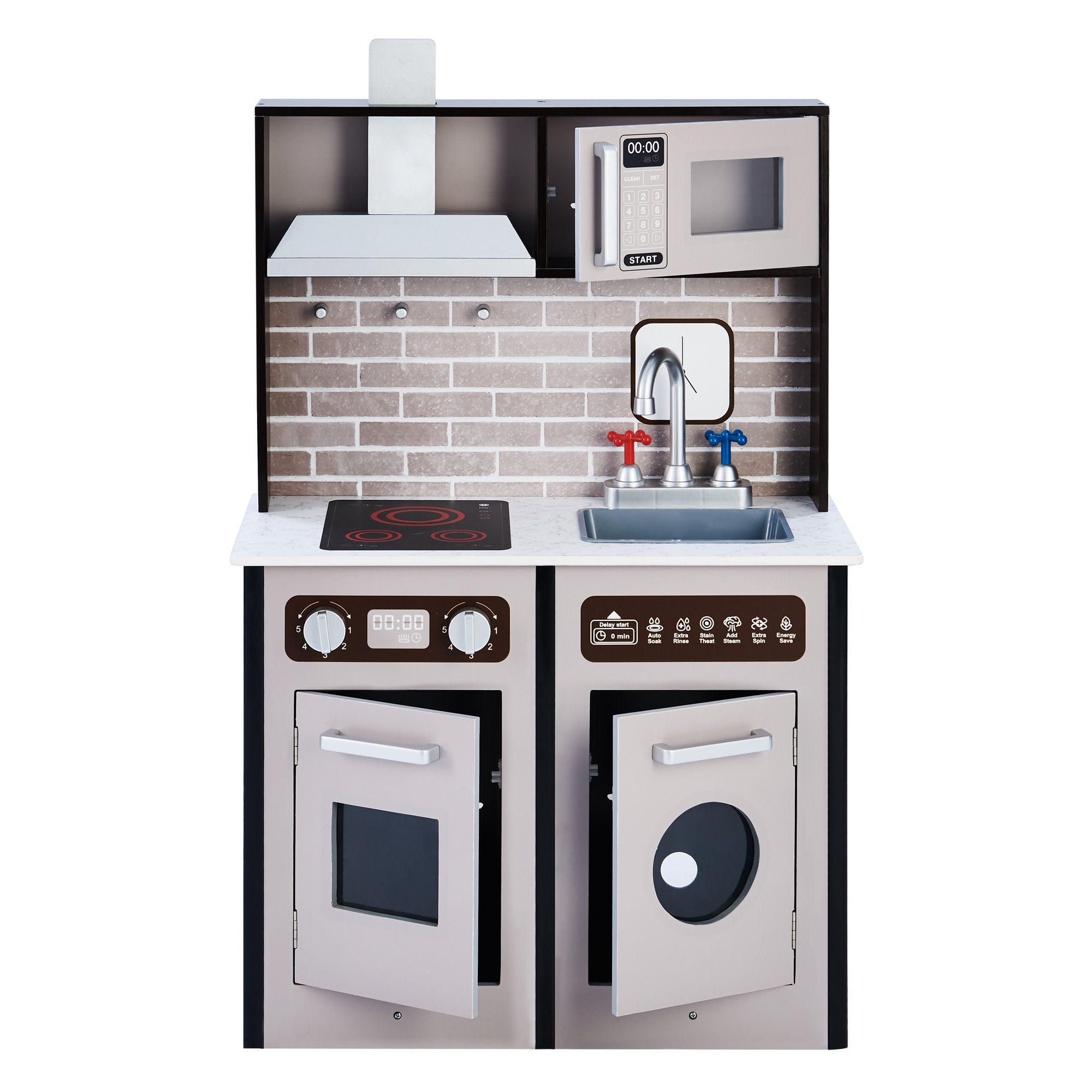Teamson Kids Little Chef Burgundy Classic Play Kitchen, Expresso/Black
