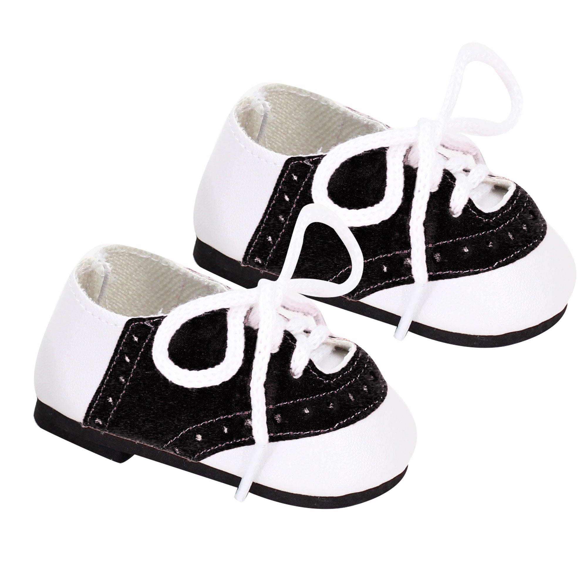 Sophia’s Super-Cute Mix & Match Classic Suede Lace-Up Saddle Shoes for 18” Dolls, Black/White