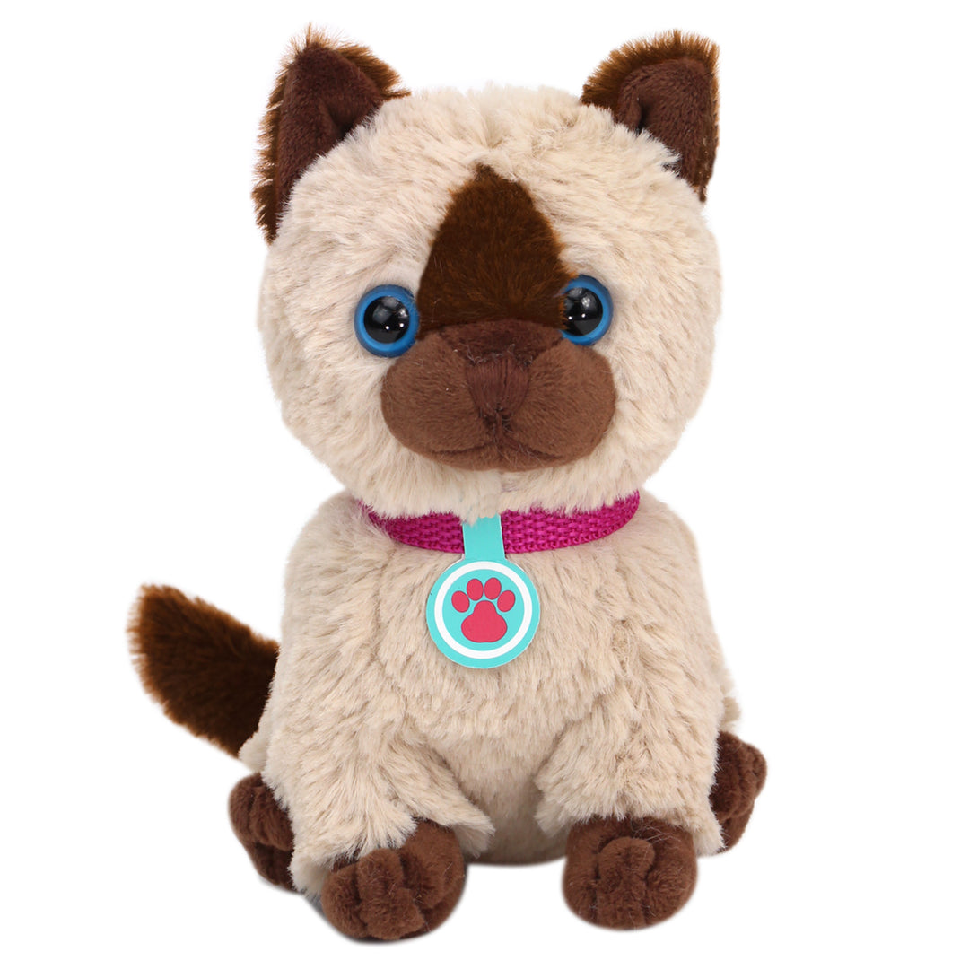 A Sophia's Tan Plush Kitten and Accessories Set for 18" Dolls with a collar.