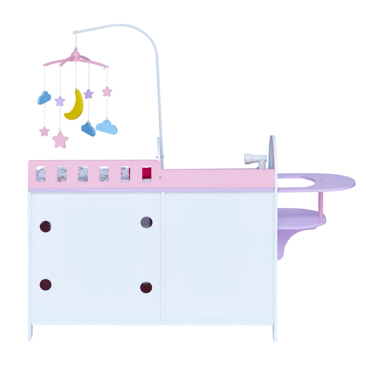 Olivia's Little World Wooden 6-in-1 Baby Doll Changing Station, Pink/Purple