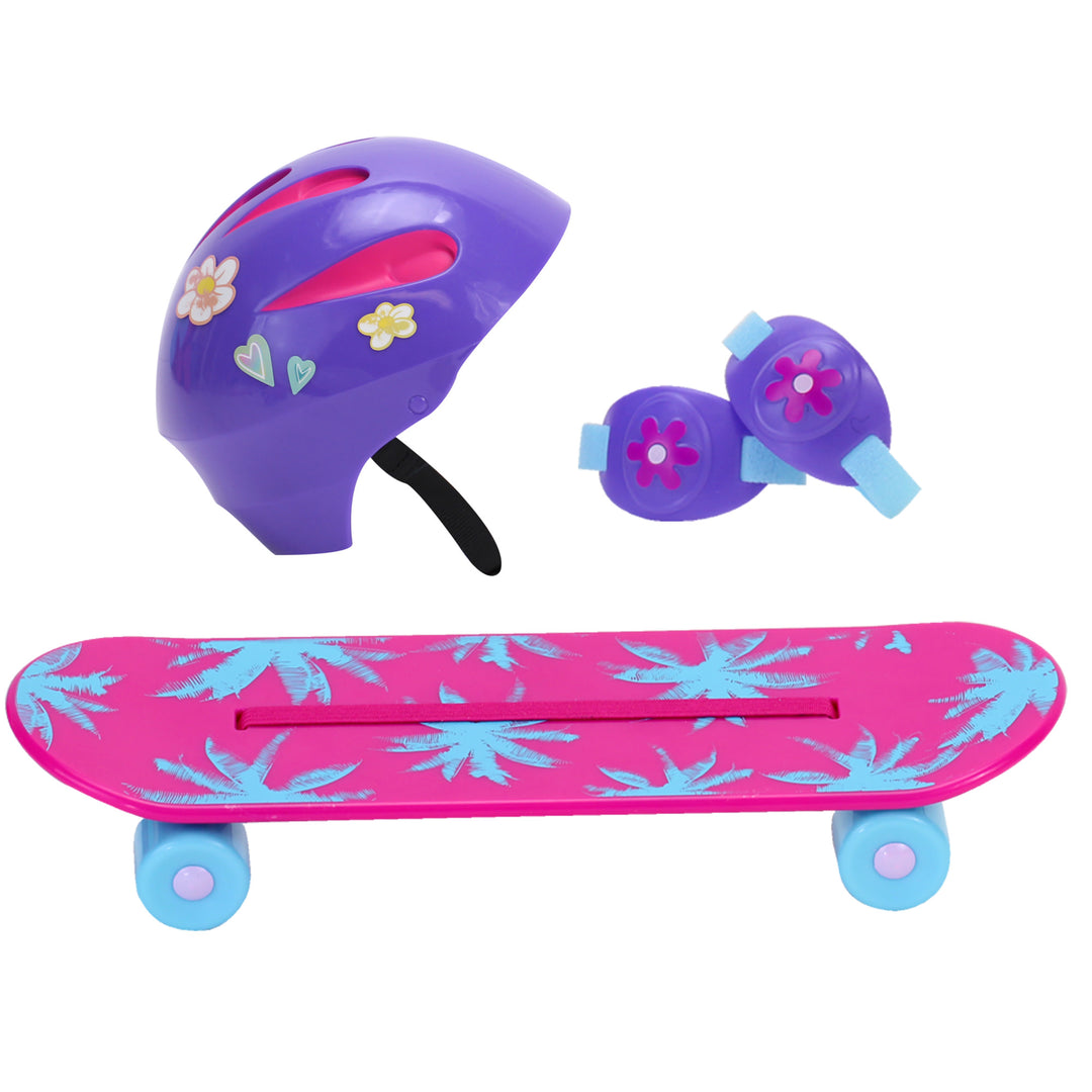 A Skateboard, Helmet & Knee Pads Set for 18" dolls