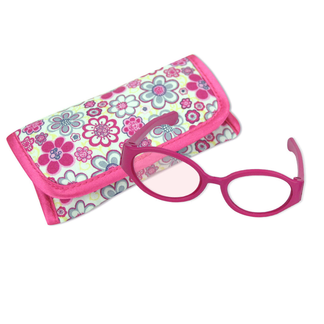 A pair of Sophia’s Pink Doll Eyeglasses with Print Case for 18" Dolls set.