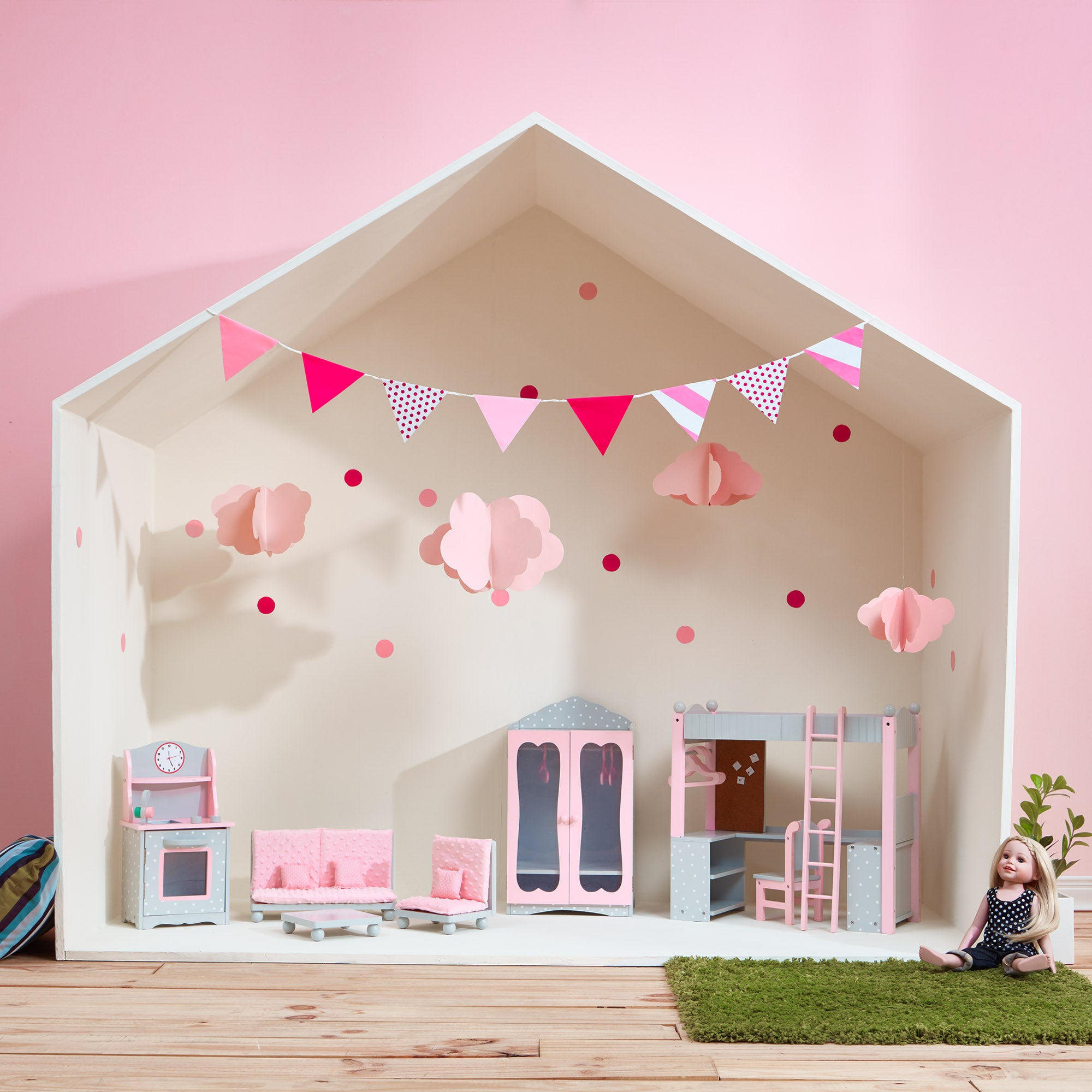 Olivia's Little World Polka Dots Princess Sweet Kitchen for 18" Doll, Gray