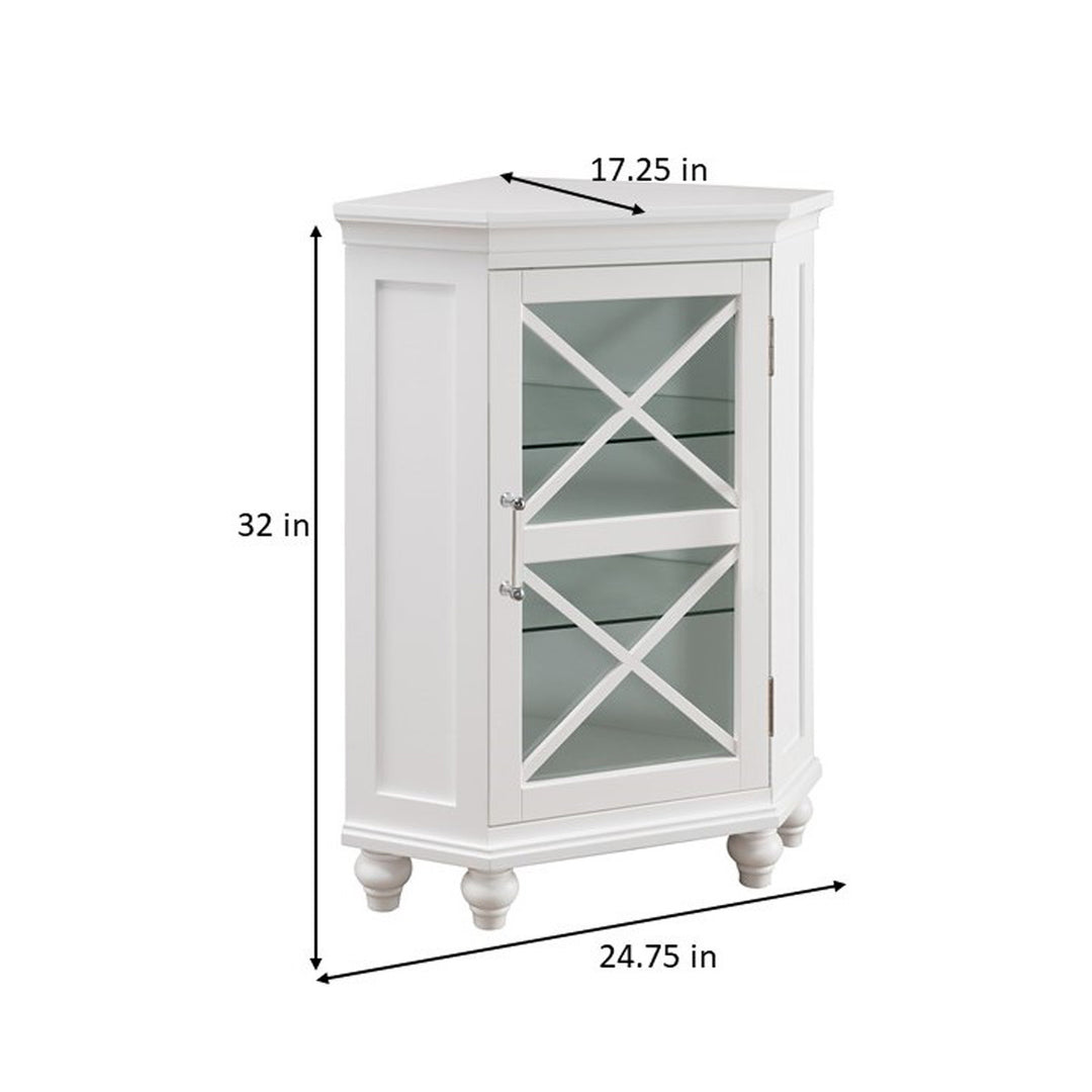 Dimensions in inches of a White Teamson Home Blue Ridge Corner Floor Cabinet