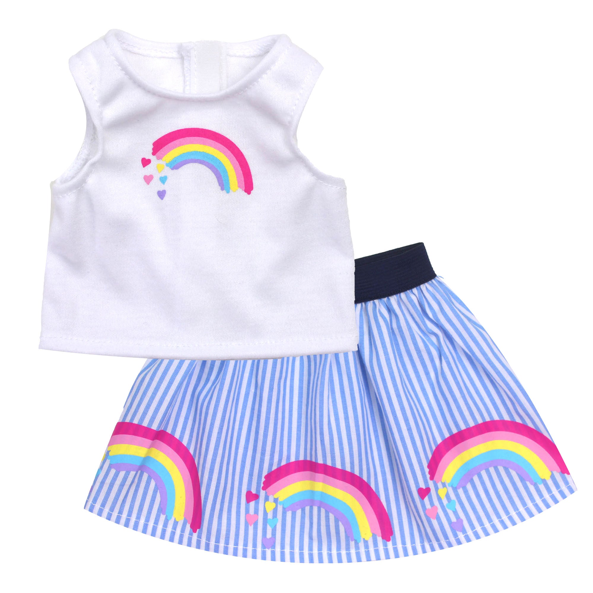Sophia's - 18" Doll - Rainbow Stripe Skirt & Tank - White
