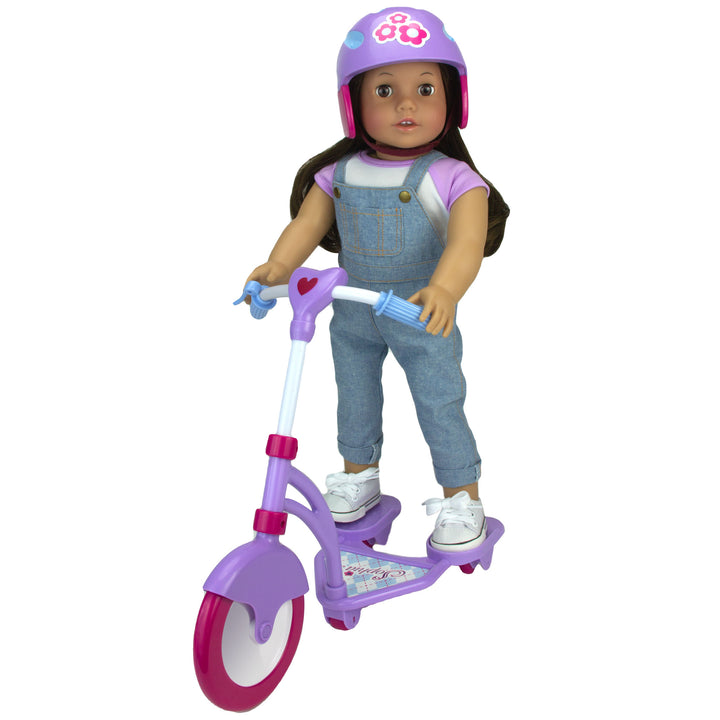 Sophia's - 18" Doll - Mini Scooter & Helmet Set - Blue, Lavender and Hot Pink