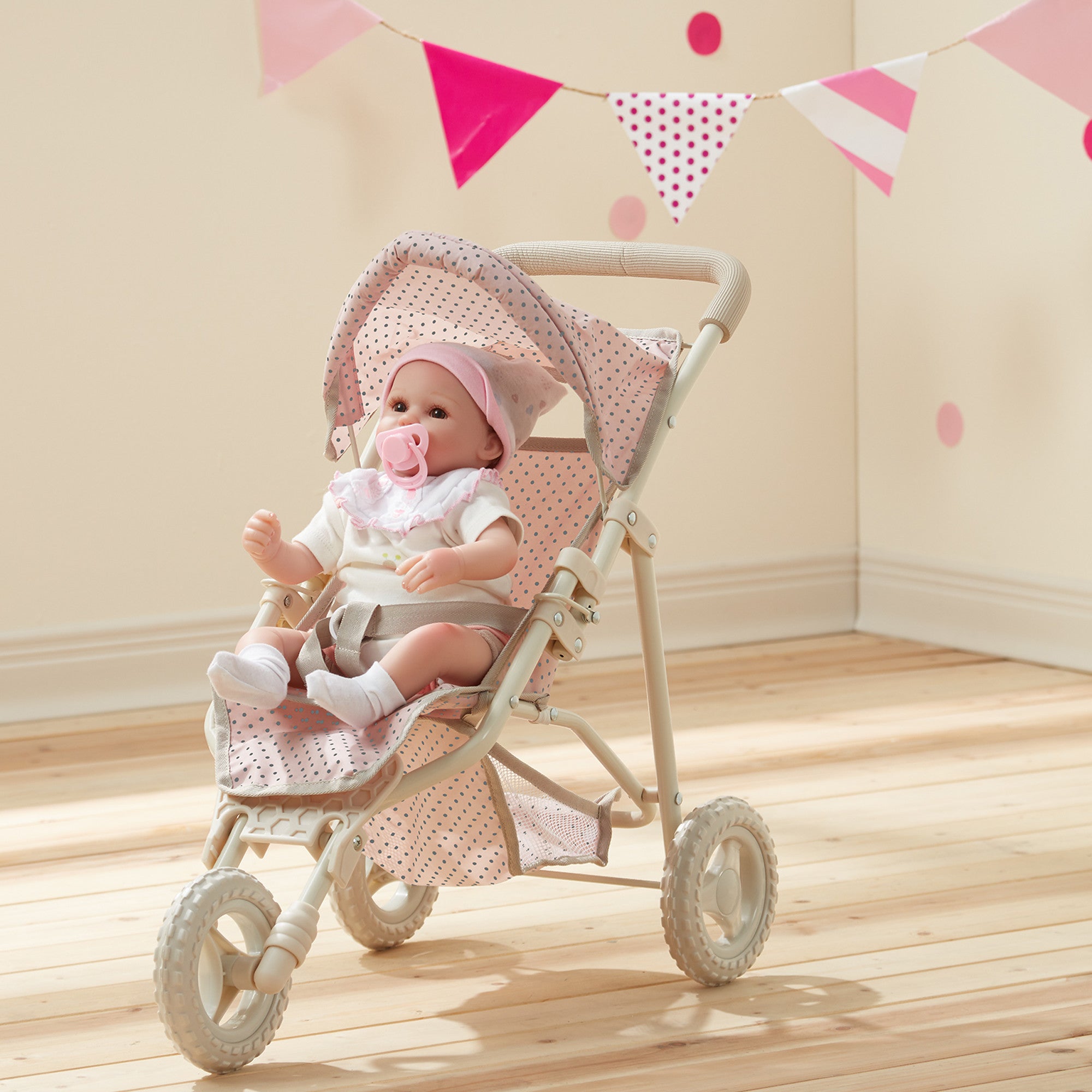 Olivia's Little World Polka Dots Princess Baby Doll Jogging Stroller, Pink