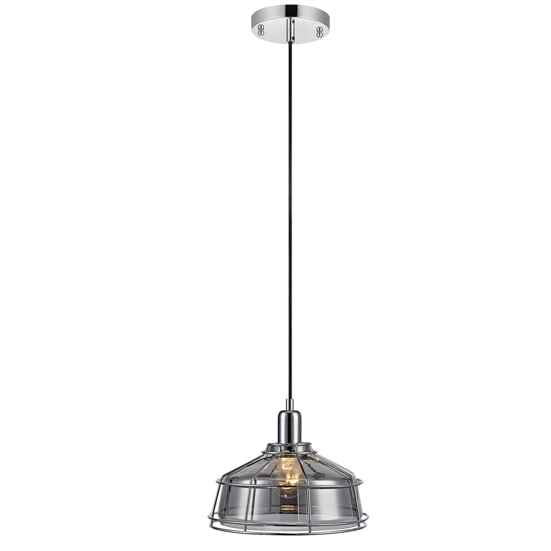 Teamson Home Presenza Chrome Pendant Lamp with Industrial Cage