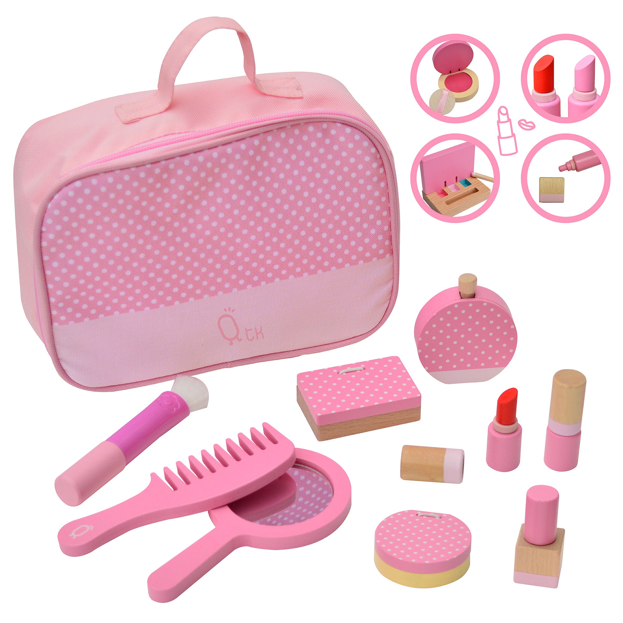Teamson Kids - Fashion Polka Dot Print Chloe Wooden Vanity  Accessories Makeup kit