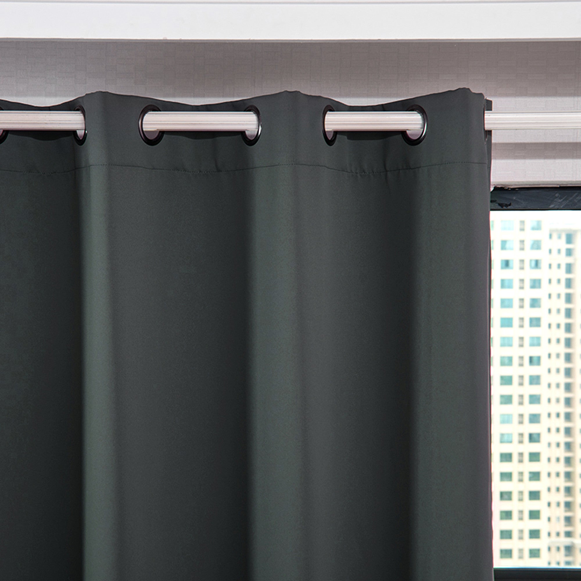Teamson Home 96" Delphi Premium Solid Insulated Thermal Blackout Window Curtain Panels with Grommets, Smoke Gray