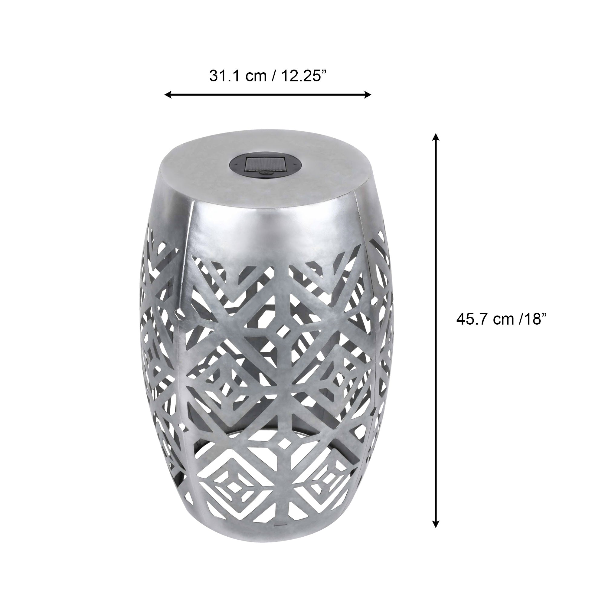 Teamson Home Outdoor Side Table Planter Stand with Cut Out Design, Silver