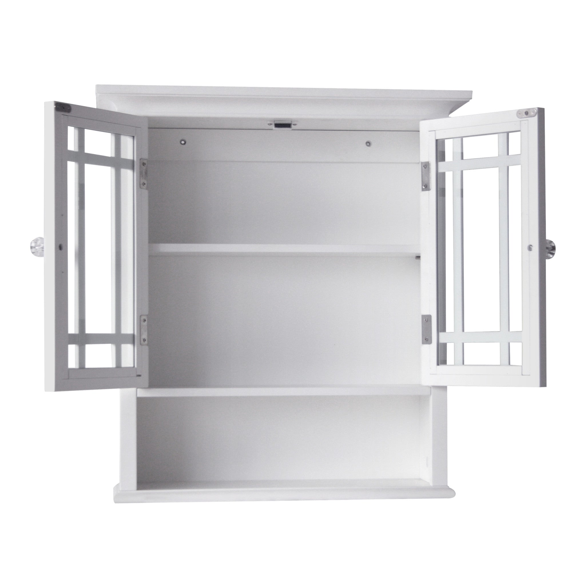 Elegant Home Fashions Neal Removable Wooden Wall Cabinet with 2 Glass Doors- White