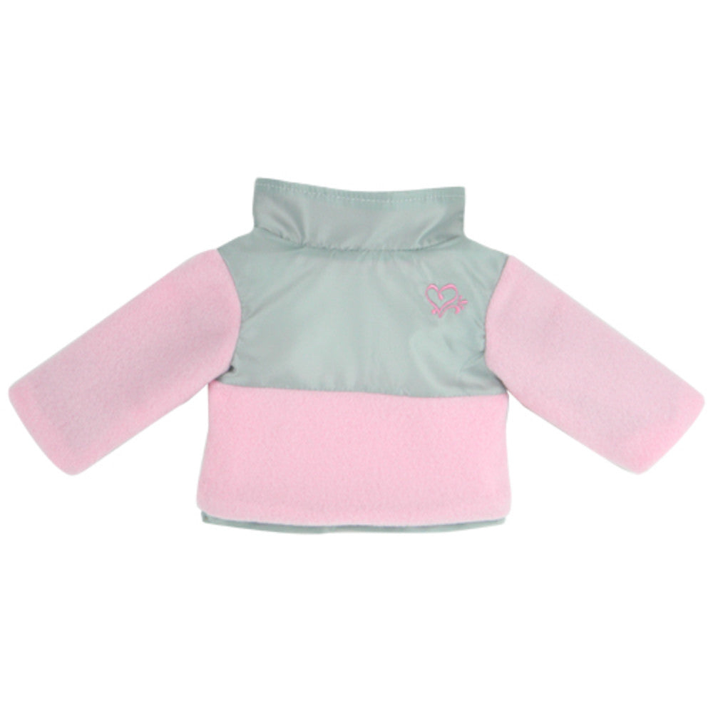 Sophia’s Super-Cute Soft Fleece & Metallic Nylon Two-Tone Seasonal Winter Ski Jacket for 18” Dolls, Light Pink/Silver