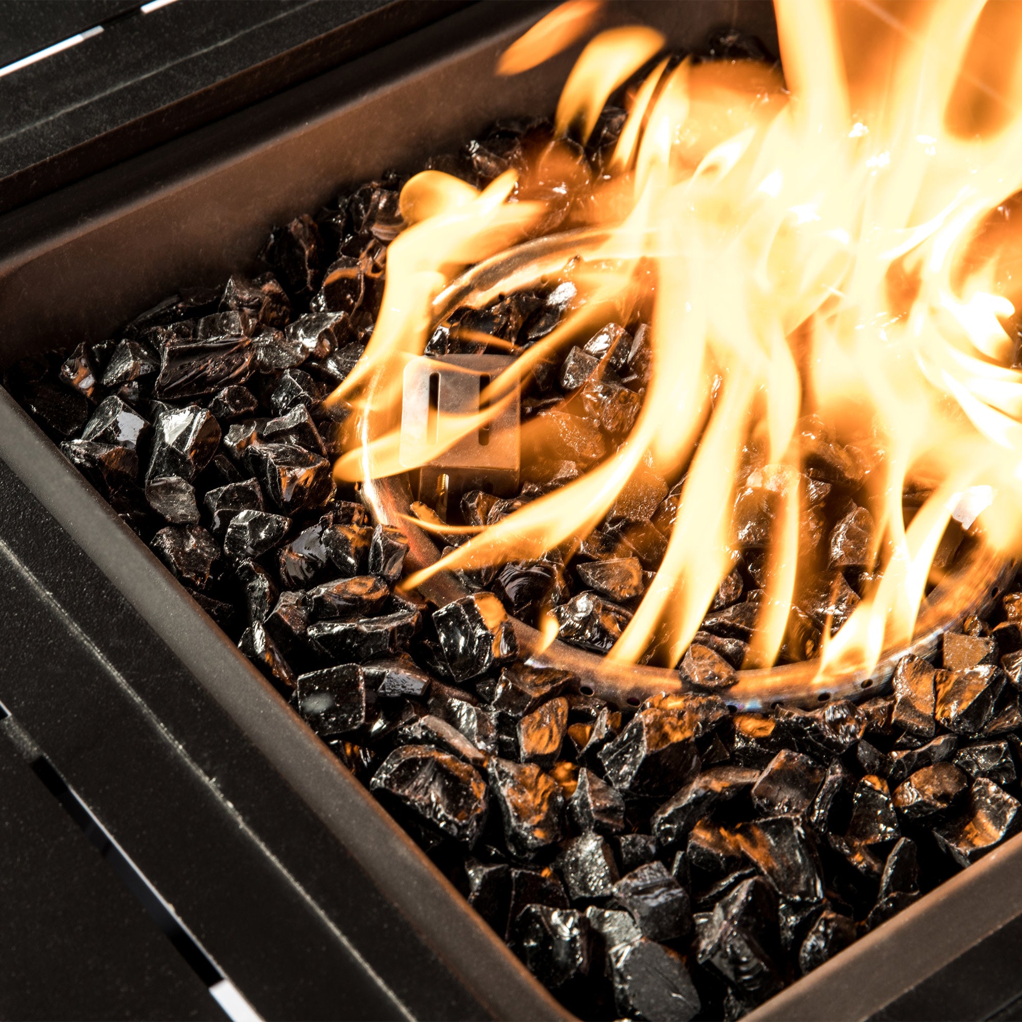 Teamson Home 1/2 Inch Reflective Fire Glass for Fire Pits 9 lb / 4 kg Bag, Black