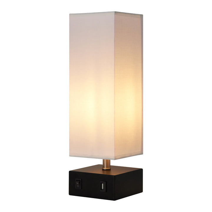 A Teamson Home Colette 14.5" Modern Metal Table Lamp with Square White Shade on top.