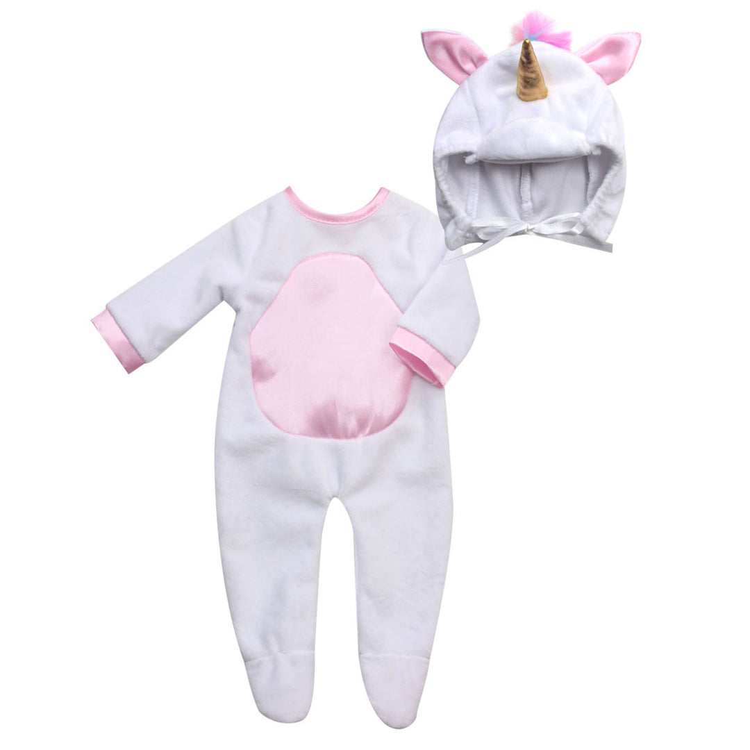 Sophia's 2 Piece Unicorn Costume with Rainbow Hair for 15" Dolls, White