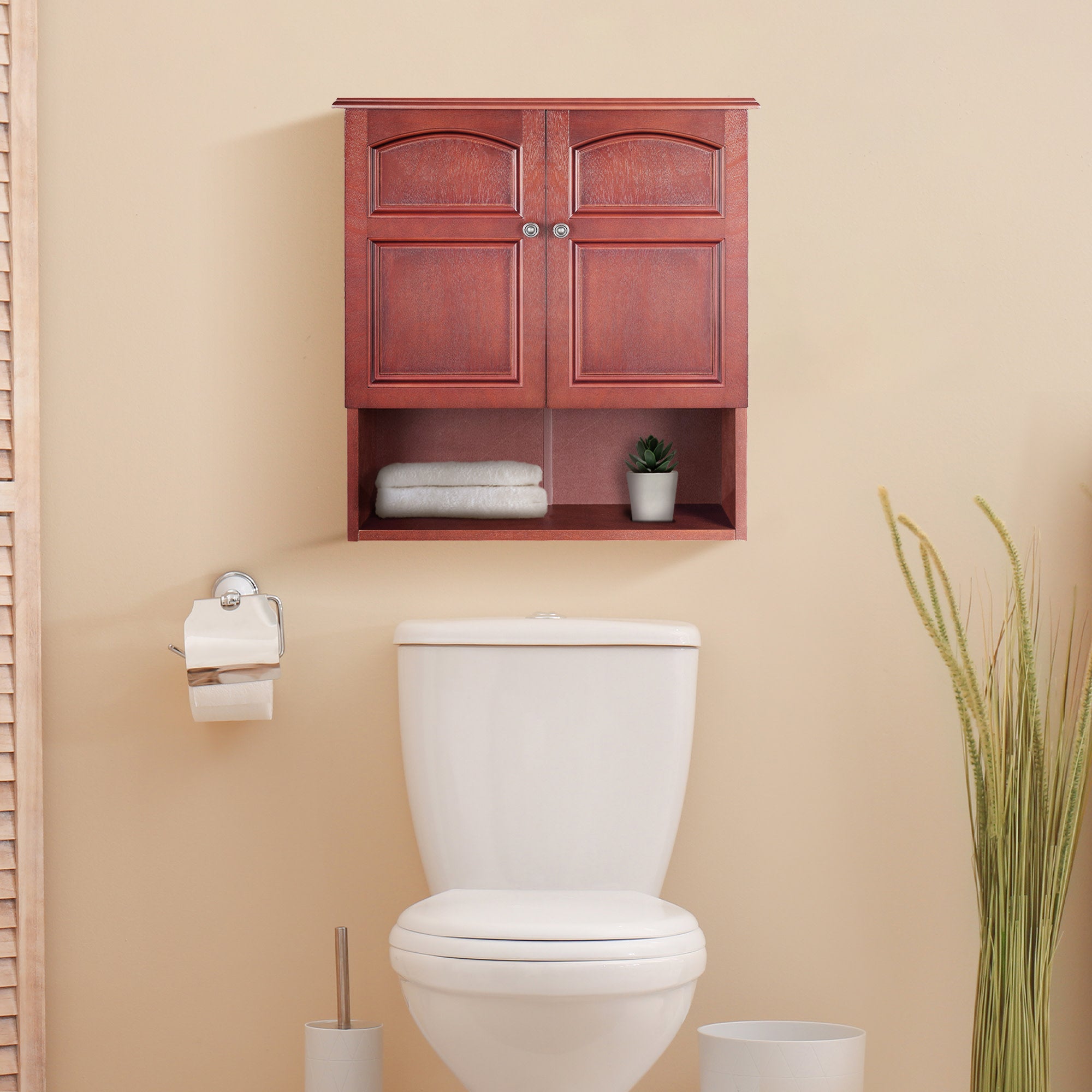 Teamson Home Martha Removable Wall Cabinet 2 Doors, Mahogany